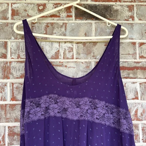 Free People Purple Lace Boho Swing Tunic Dress - Picture 3 of 9